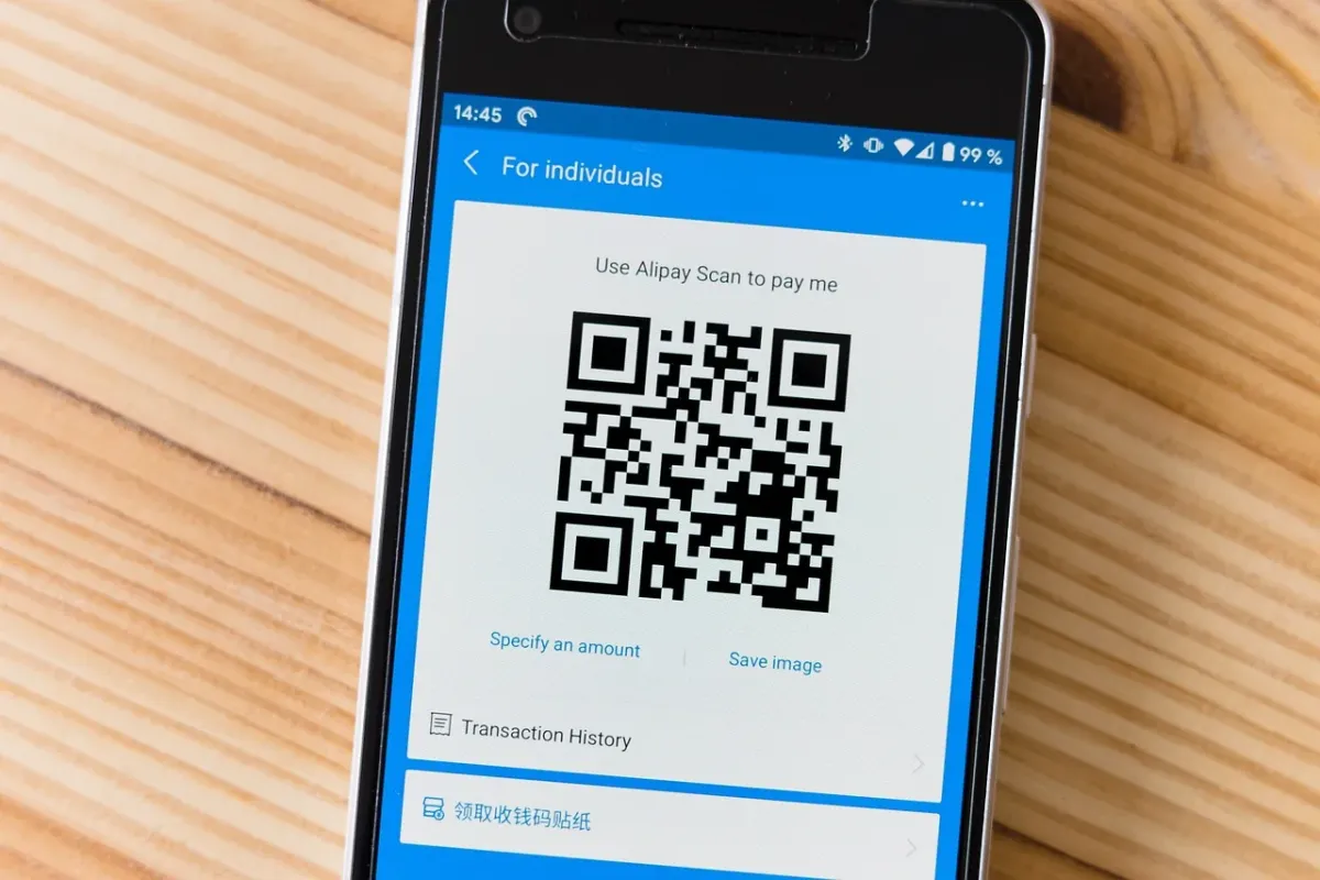 Skaner kodów kreskowych służący do obsługi płatności mobilnych Alipay.